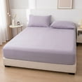 thumbnail image 1 of Unique Bargains Fitted Cotton Bed Sheets Breathable for All Seasons 39.0"x74.8" Purple, 1 of 5