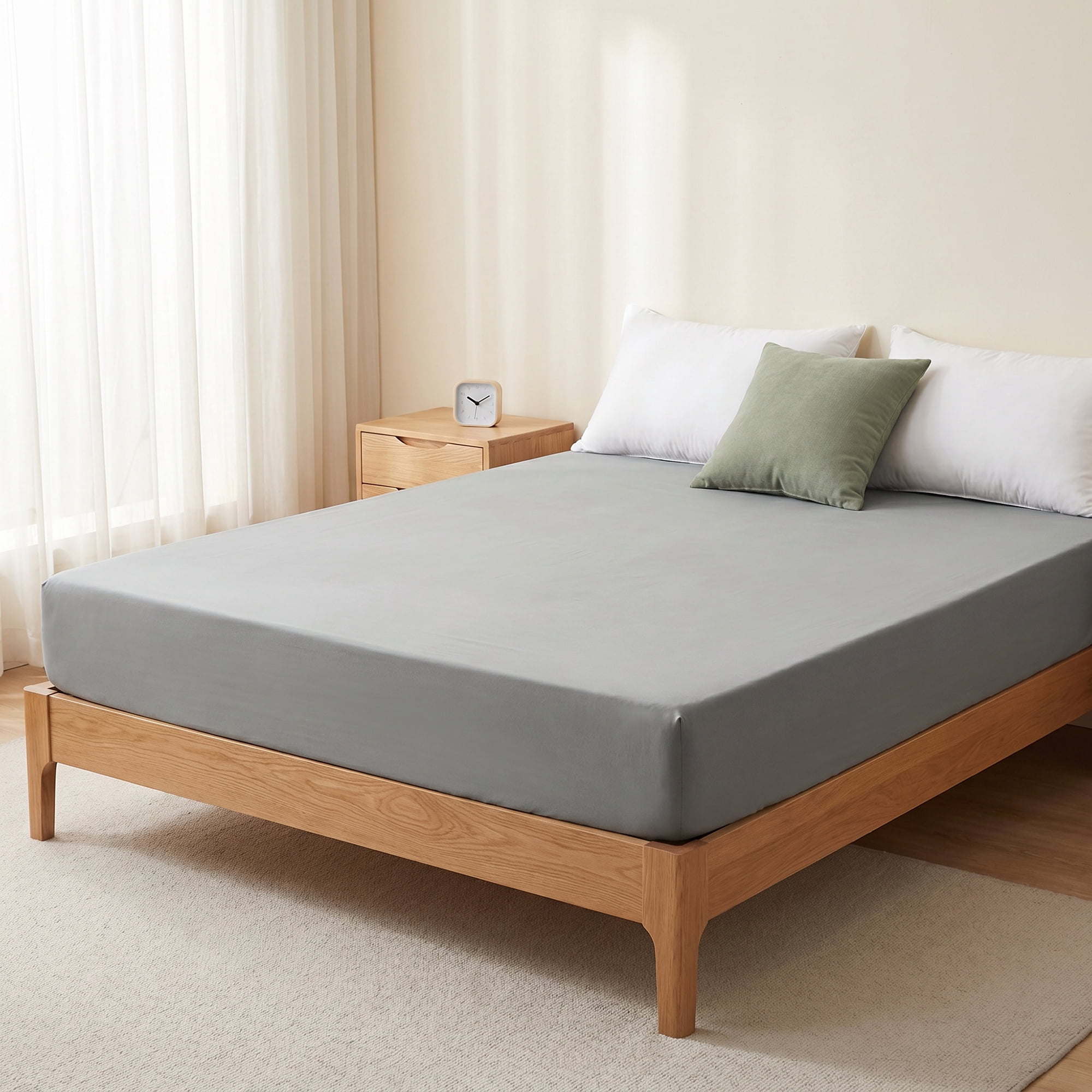 Unique Bargains Fitted Polyester Bed Sheets Comfortable Bedding Dark Grey 76"x79.9"