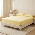 thumbnail image 1 of Unique Bargains Fitted Sheet Cotton Bed Sheets Cooling for Sleep 59"x78.7" Creamy Yellow, 1 of 5