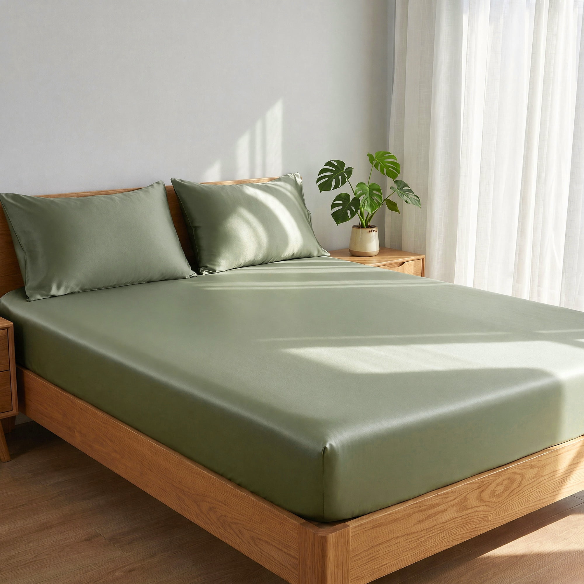 Unique Bargains Fitted Sheet Fiber Bed Sheets Breathable Soft and Comfortable 78.0"x79.9" Green