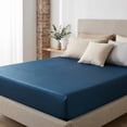 thumbnail image 1 of Unique Bargains Fitted Sheet Fiber Bed Sheets Breathable Soft and Comfortable 39.0"x74.8" Deep blue, 1 of 5