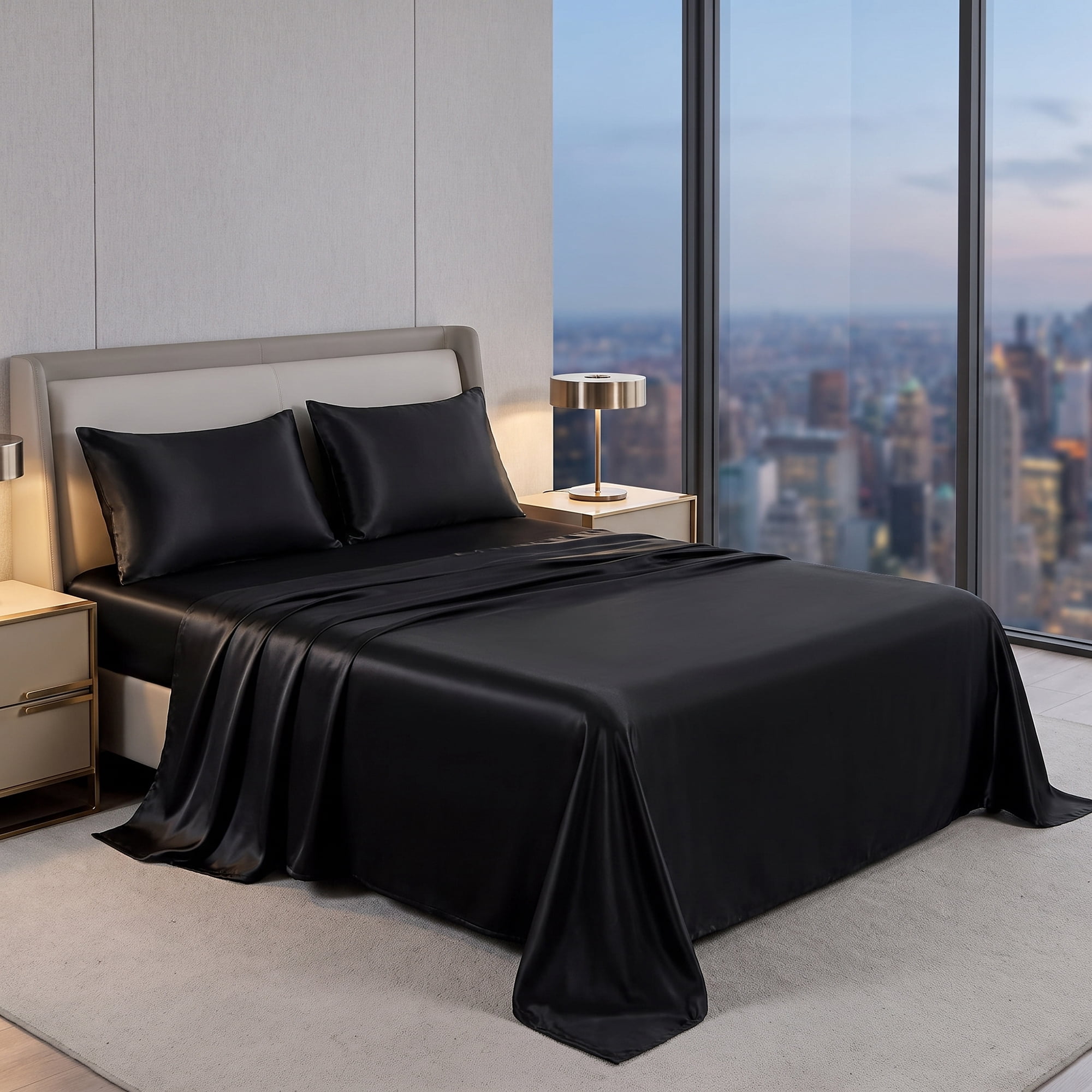 Unique Bargains Fitted Sheet Microfiber Bed Sheets Comfortable for All Seasons 39.0"x74.8" Black