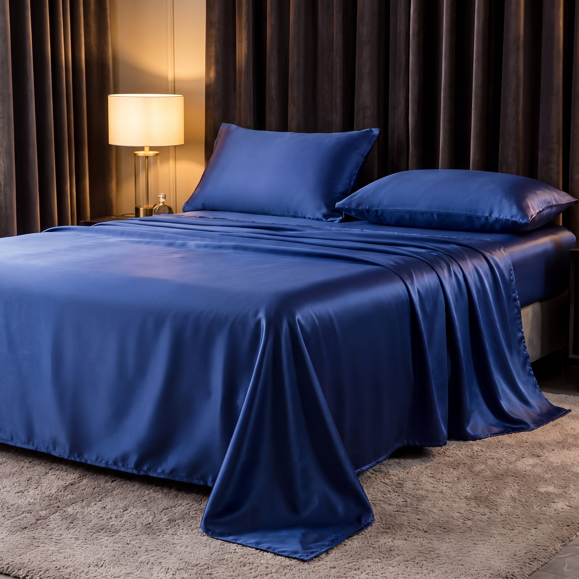 Unique Bargains Fitted Sheet Microfiber Bed Sheets Comfortable for All Seasons 60.2"x79.9" Royal Blue