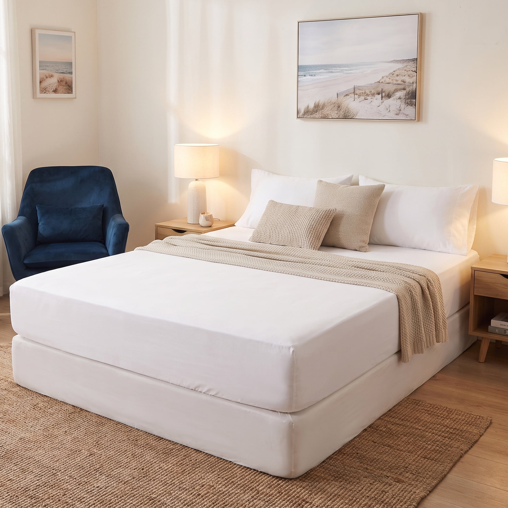 Unique Bargains Fitted Sheet Polyester Bed Sheets Comfortable Bedding White 76"x79.9"