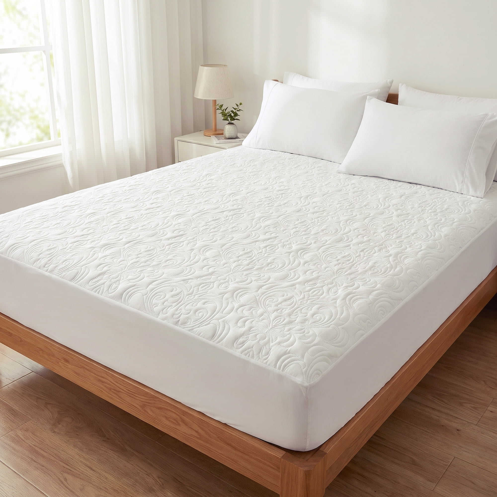 Unique Bargains Fitted Sheet Solid Polyester Bed Sheets Wrinkle Resistant 59.8"x79.9" White