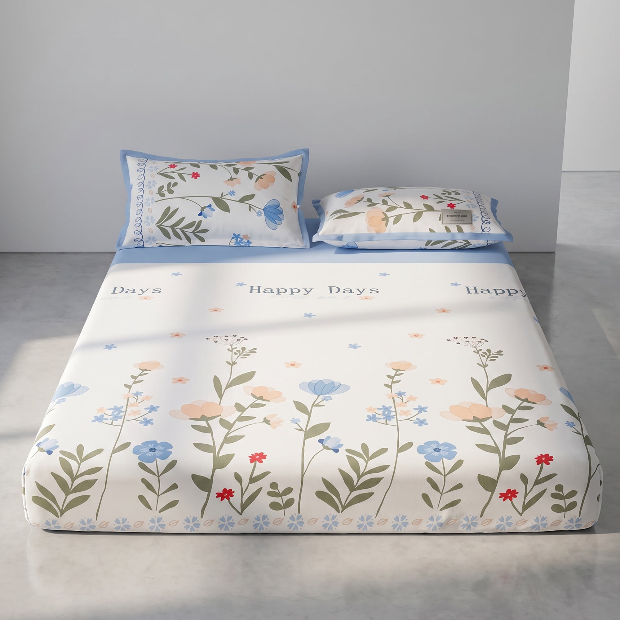 Unique Bargains Fitted Sheet Polyester Bed Sheets for Comfortable Sleep 39.0"x74.8" Blue