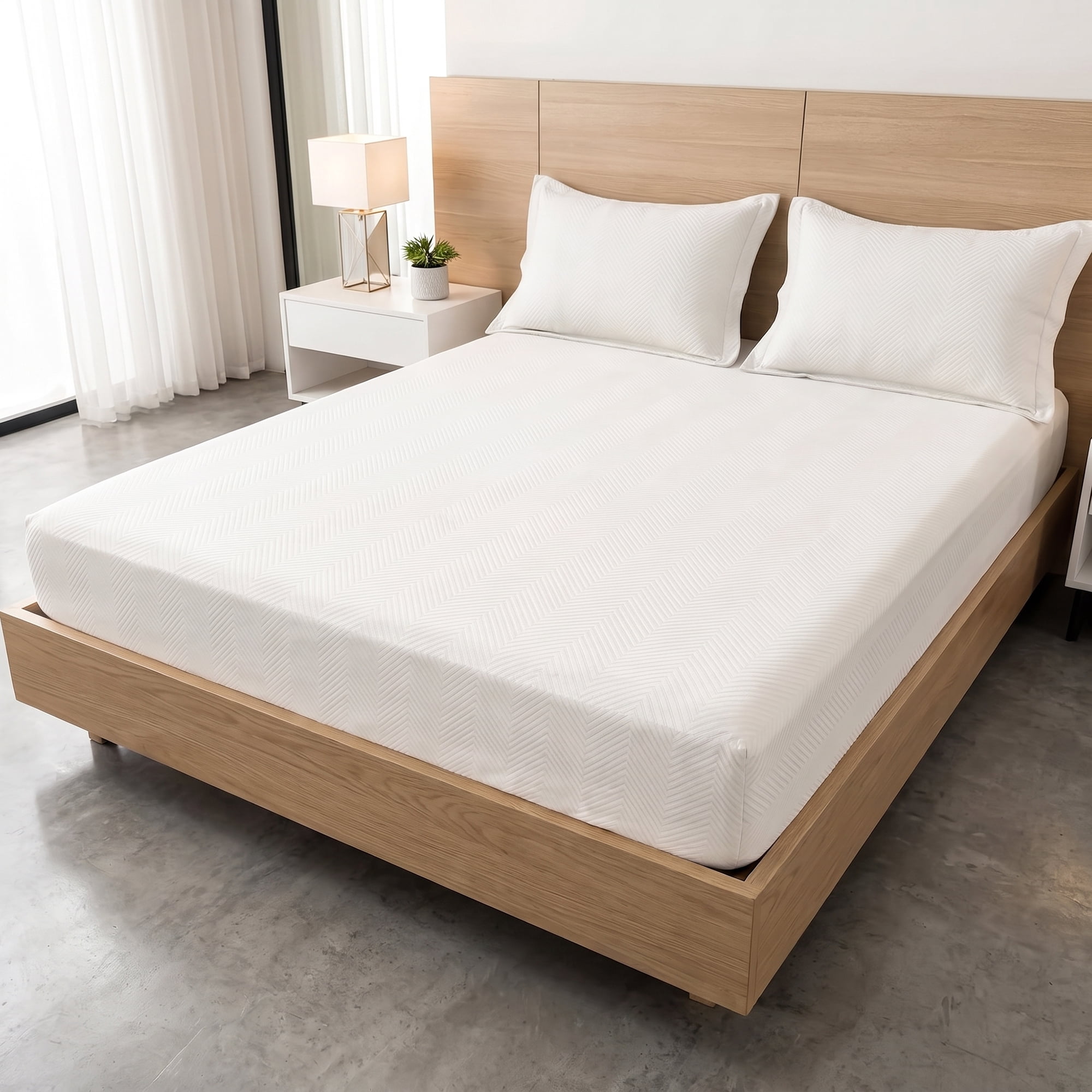 Unique Bargains Fitted Sheet Polyester Ripple Bed Sheets for Sleep White 39"x74.8"