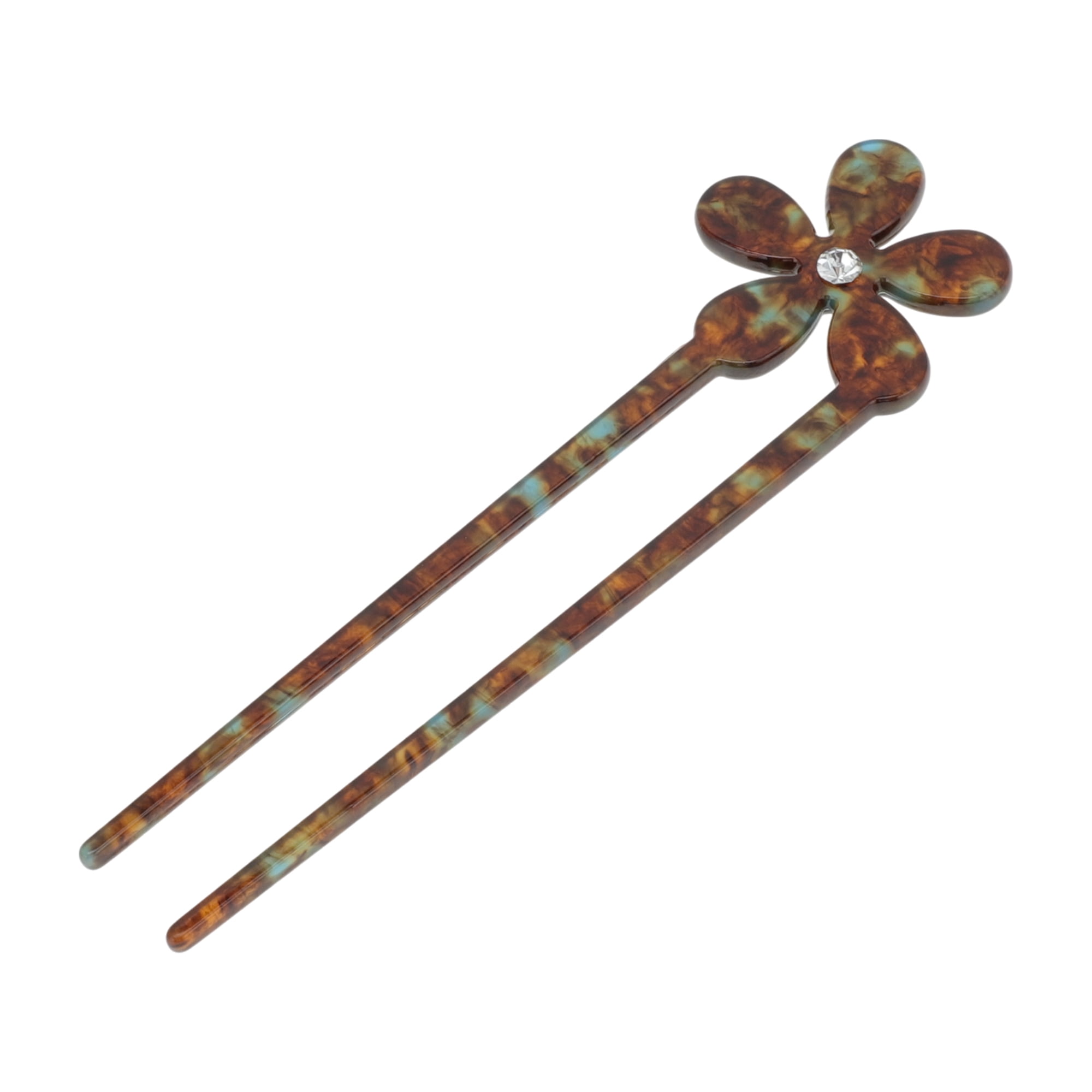 Unique Bargains Comfortable No Slip  Five-petal Flower Chignon Pin for Women 1 Pc Amber