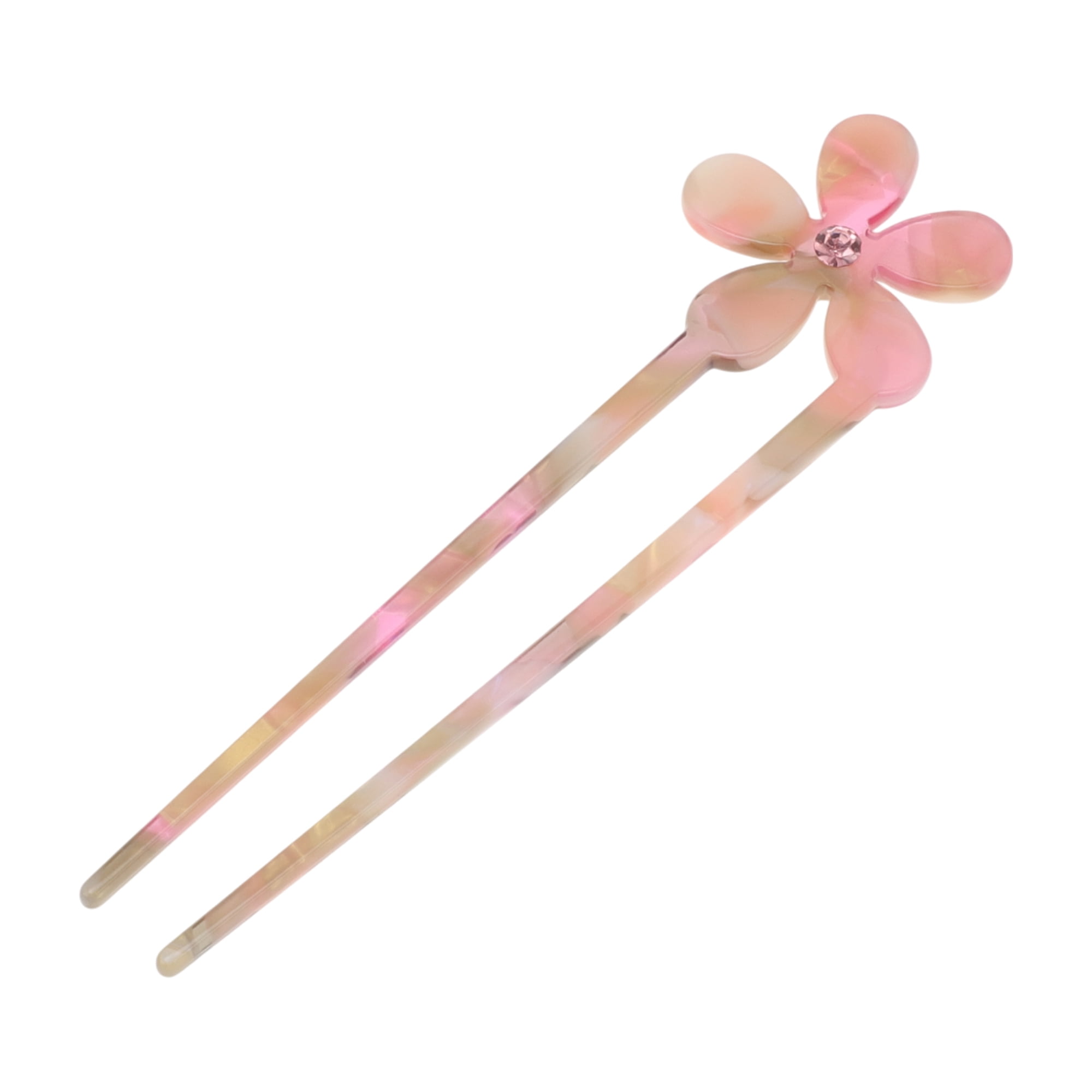 Unique Bargains Comfortable Five-petal Flower Chignon Pin for Women 1 Pc Yellow, Pink