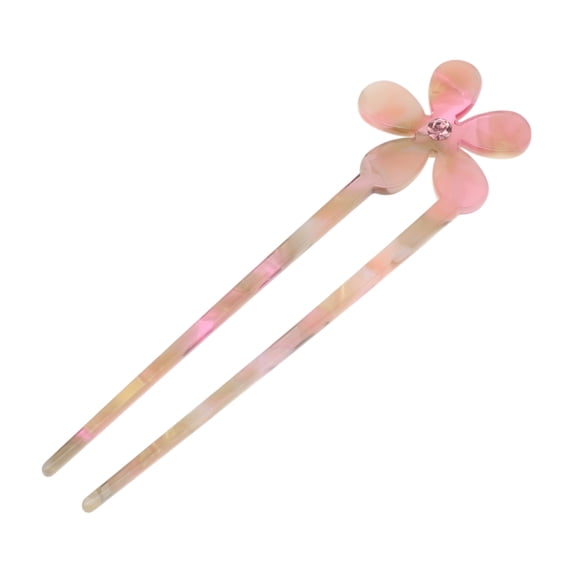 Unique Bargains Comfortable Five-petal Flower Chignon Pin for Women 1 Pc Yellow, Pink