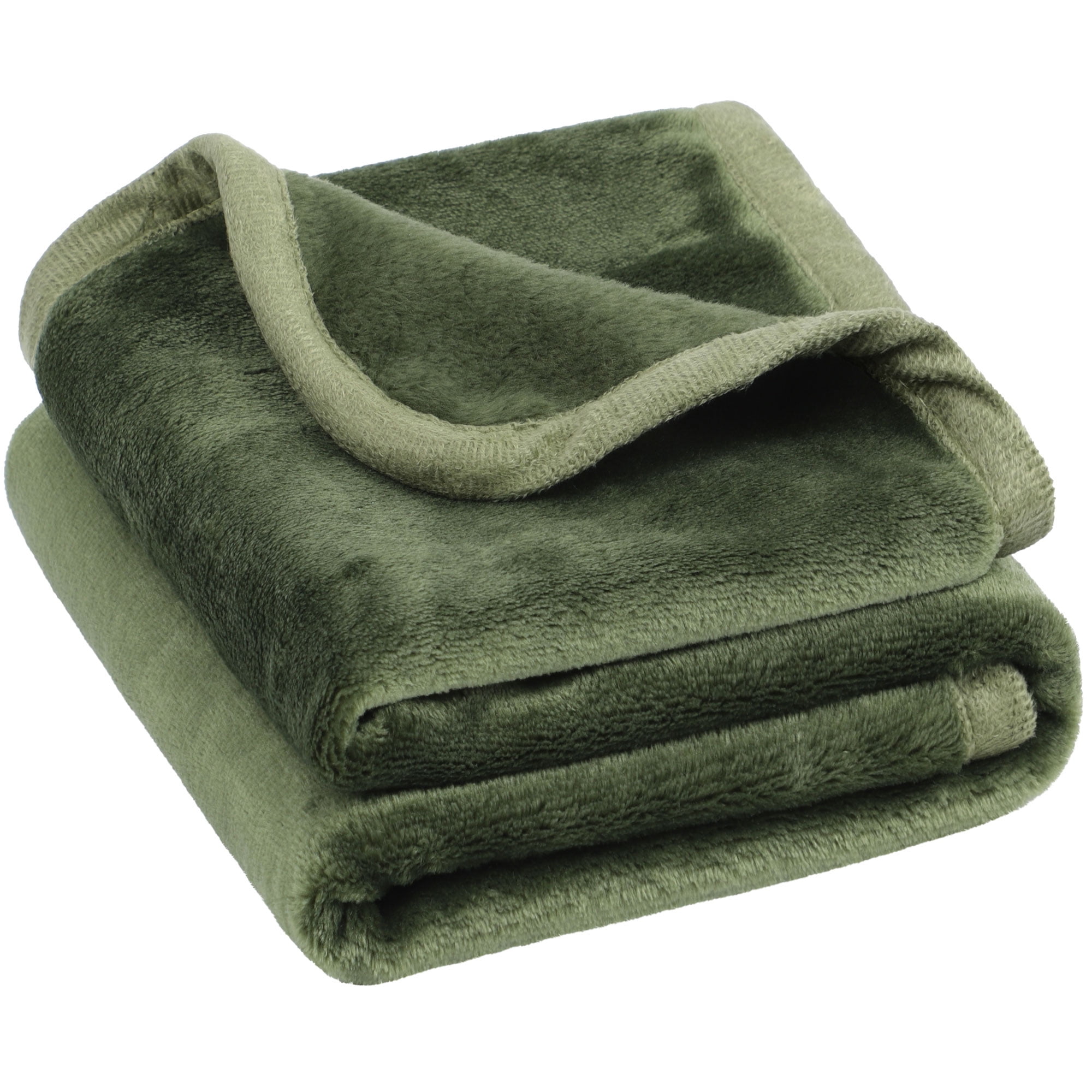 Unique Bargains Flannel Fleece Blanket Soft Luxury Hemmed Fern Green 30"x40"