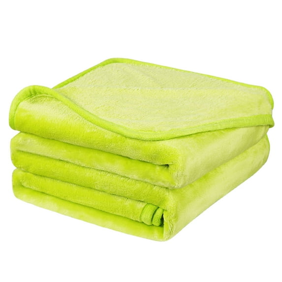 Unique Bargains Flannel Fleece Blanket Soft Luxury Hemmed Green Yellow King