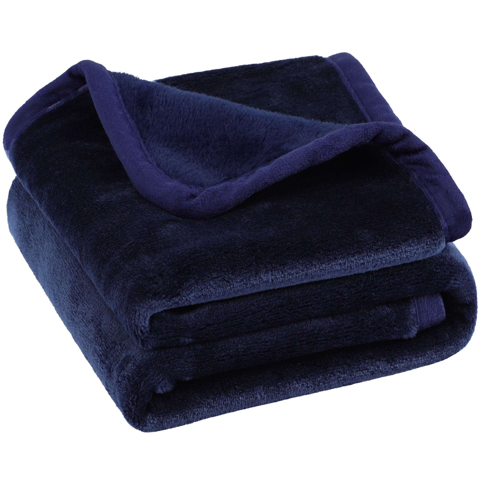 Unique Bargains Flannel Fleece Blanket Soft Luxury Hemmed Navy Blue 23"x30"