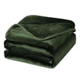 thumbnail image 1 of Unique Bargains Flannel Fleece Blanket Soft Luxury Hemmed Olive Green King, 1 of 8
