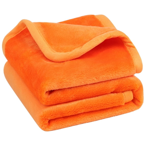 Unique Bargains Flannel Fleece Blanket Soft Luxury Hemmed Orange 23"x30"