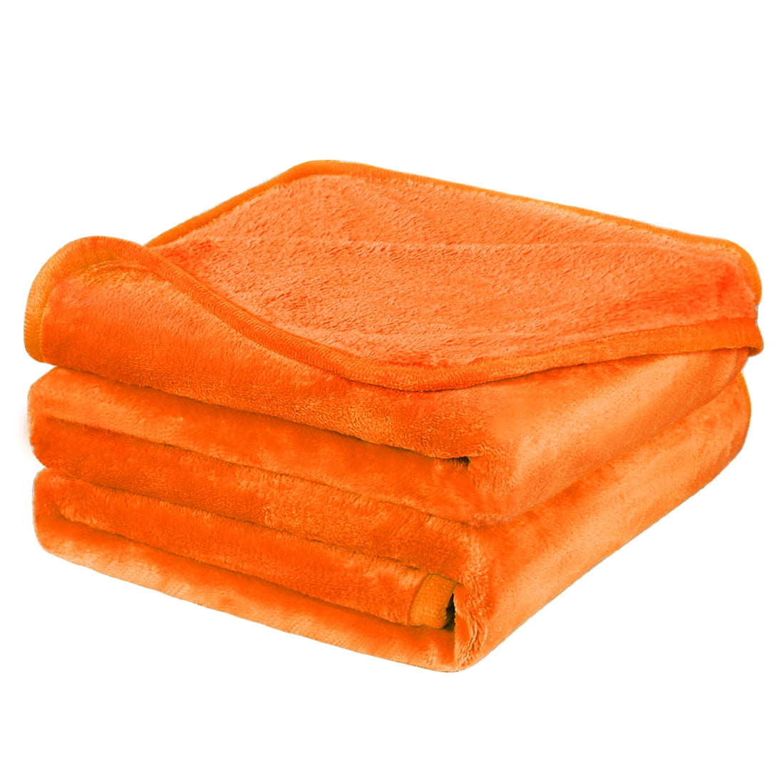 Unique Bargains Flannel Fleece Blanket Soft Luxury Hemmed Orange Twin XL