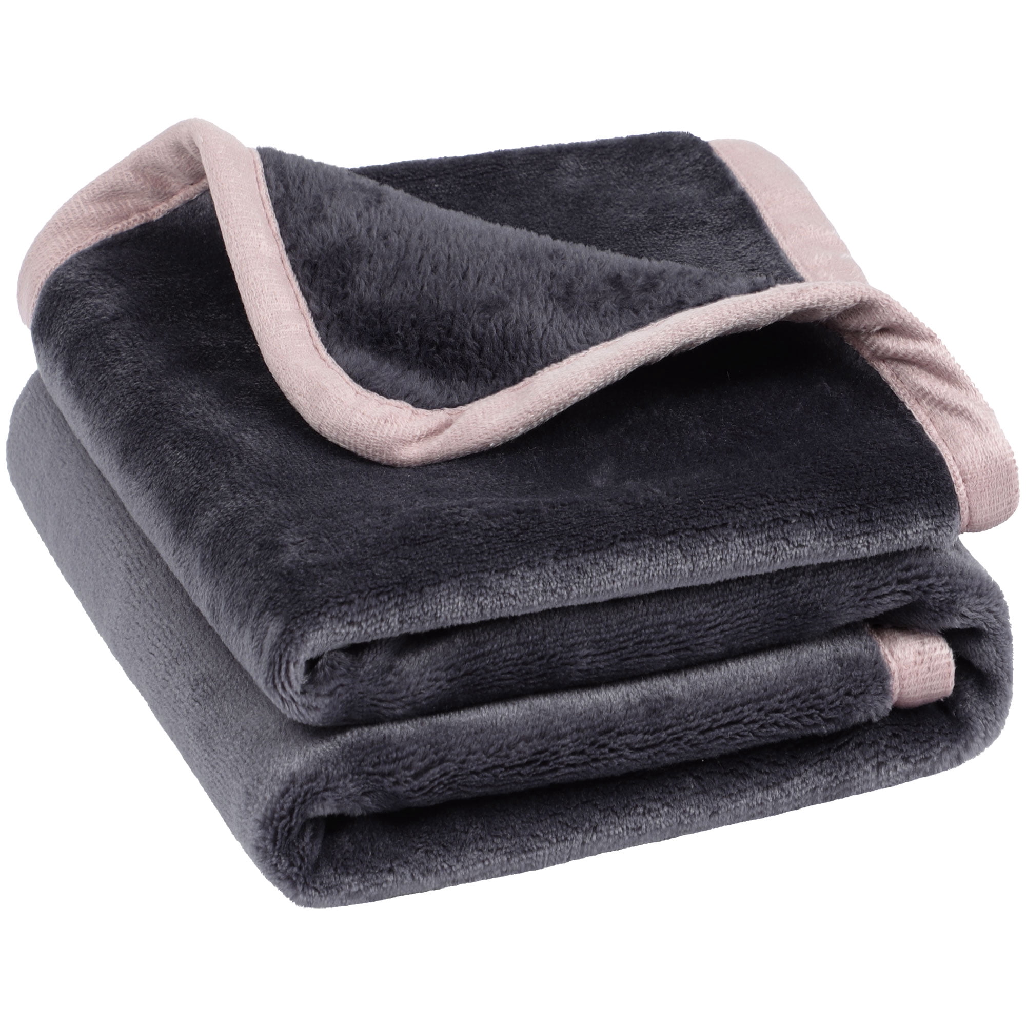 Unique Bargains Flannel Fleece Blanket Soft Luxury Hemmed Slate Gray 23"x30"