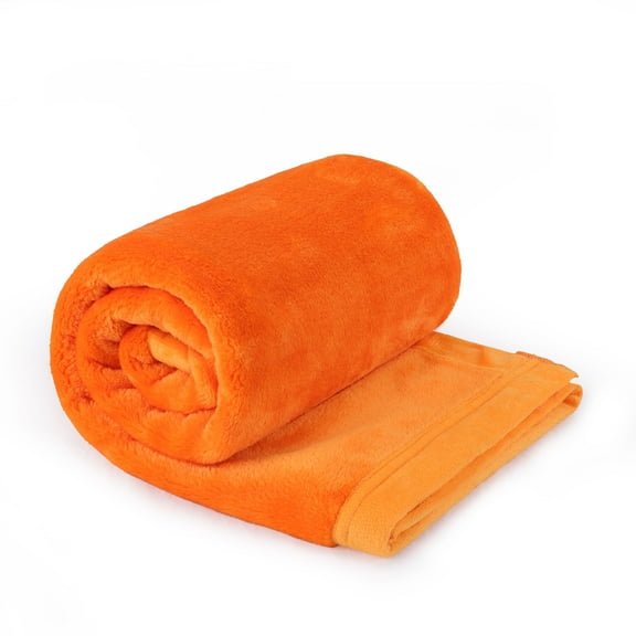 Unique Bargains Flannel Fleece Blanket Soft Wide Hemmed 23"x30" Orange