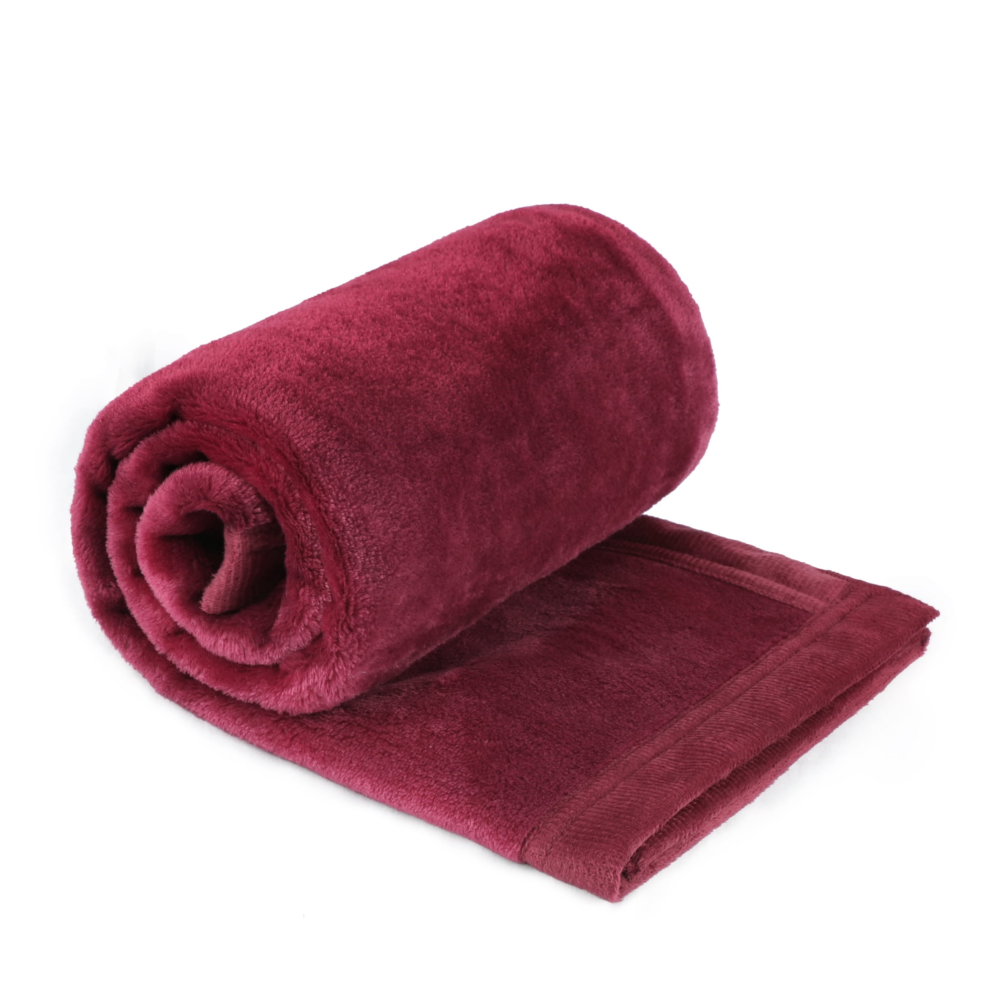 Unique Bargains Flannel Fleece Blanket Soft Wide Hemmed 30"x40" Burgundy