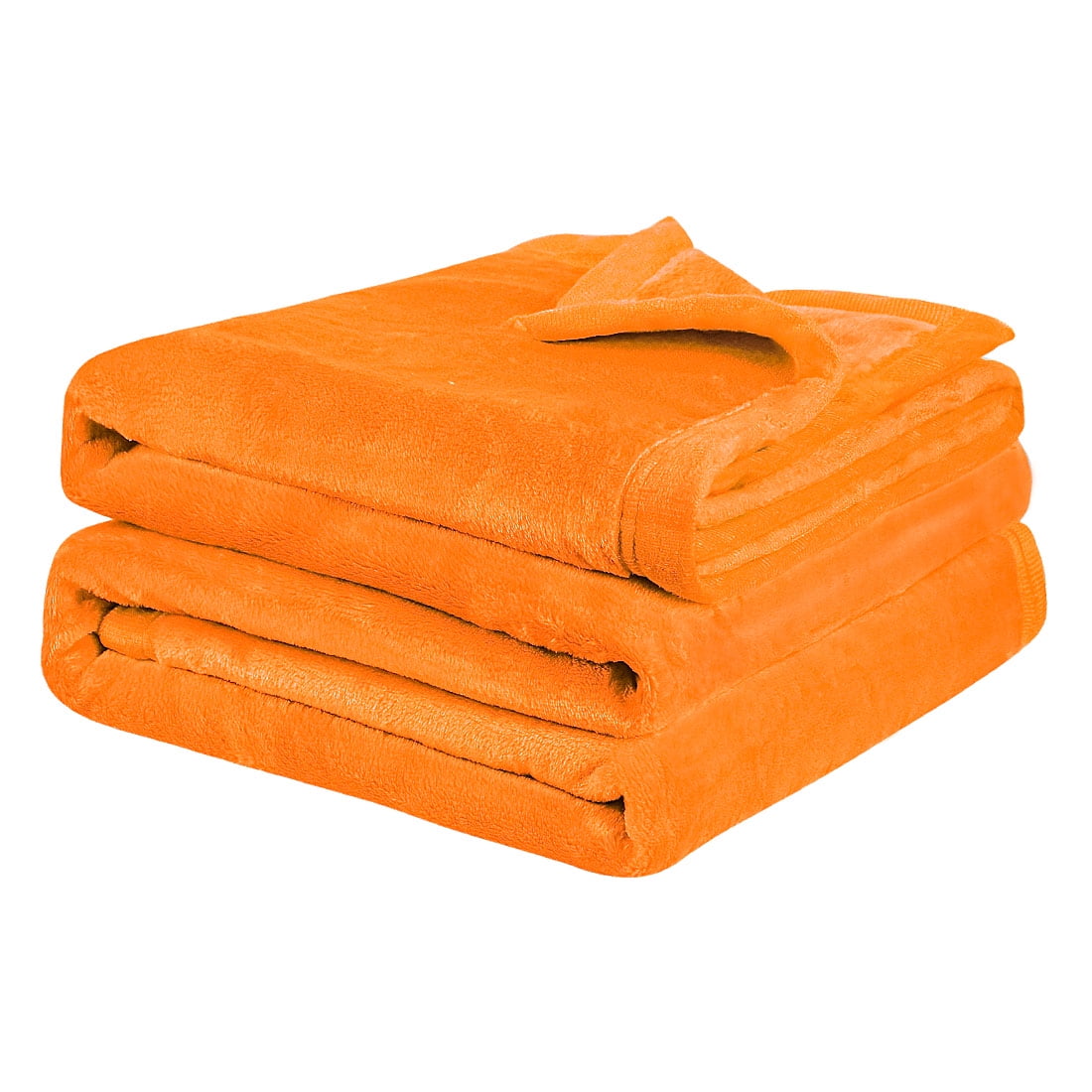 Unique Bargains Flannel Fleece Blanket Soft Wide Hemmed Full Orange