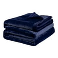 thumbnail image 1 of Unique Bargains Flannel Fleece Blanket Soft Wide Hemmed King Navy Blue, 1 of 8