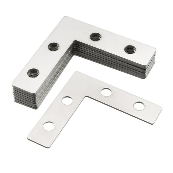 Unique Bargains Flat Angle Bracket Plate L Shape Repair Joining Support Brace, 38mmx38mm Silver Tone, 50 Pcs