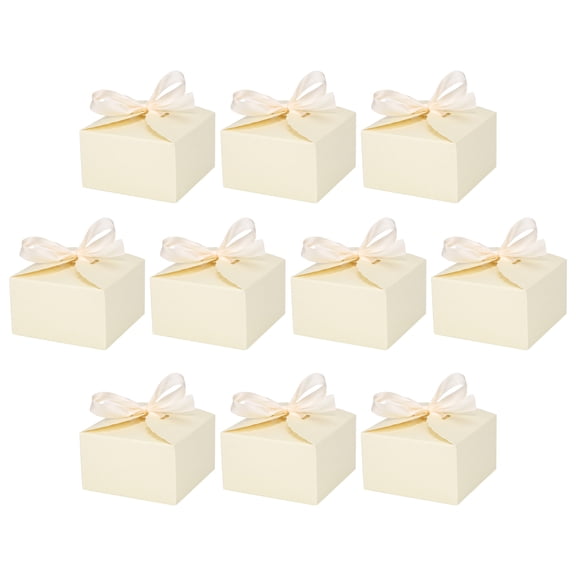 Unique Bargains Flat Favor Gift Box for Pastry Gift Wrapping Supplies 3.5"x3.5"x2" Yellow
