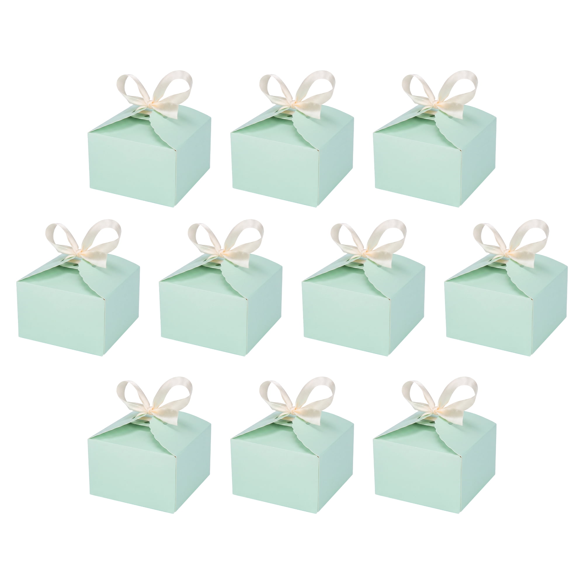 Unique Bargains Flat Favor Gift Boxes for Pastry Gift Wrapping Supplies 3.5"x3.5"x2" Green