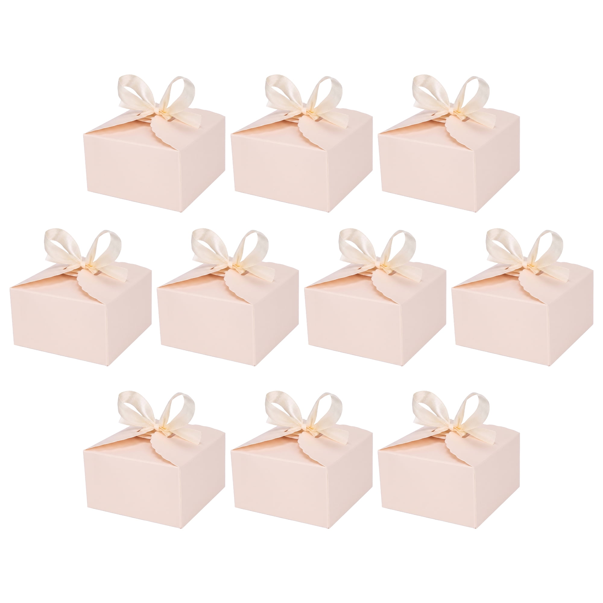 Unique Bargains Flat Favor Gift Boxes for Pastry Gift Wrapping Supplies 3.5"x3.5"x2" Pink