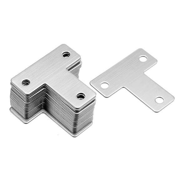 Unique Bargains Flat Plate T Shape, 40mmx40mm, Angle Corner Brace Repair Brackets 20Pcs