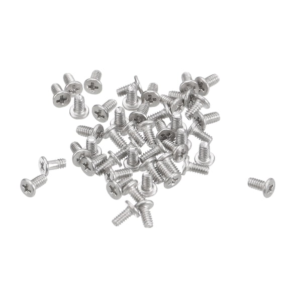 Unique Bargains Flat Round Head Phillips Drive Machine Screws Silver Tone M1.4-0.3 x 3mm