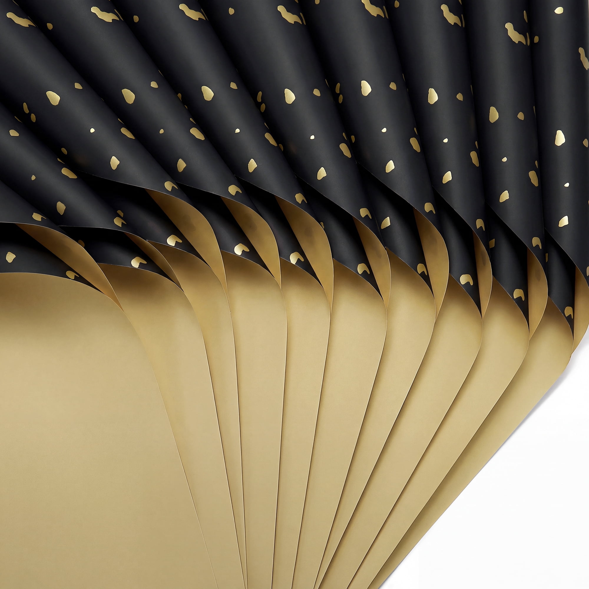 Unique Bargains Flecked Gift Wrap Paper for Floral Arrangements Black Gold 22.4"x 22.4"