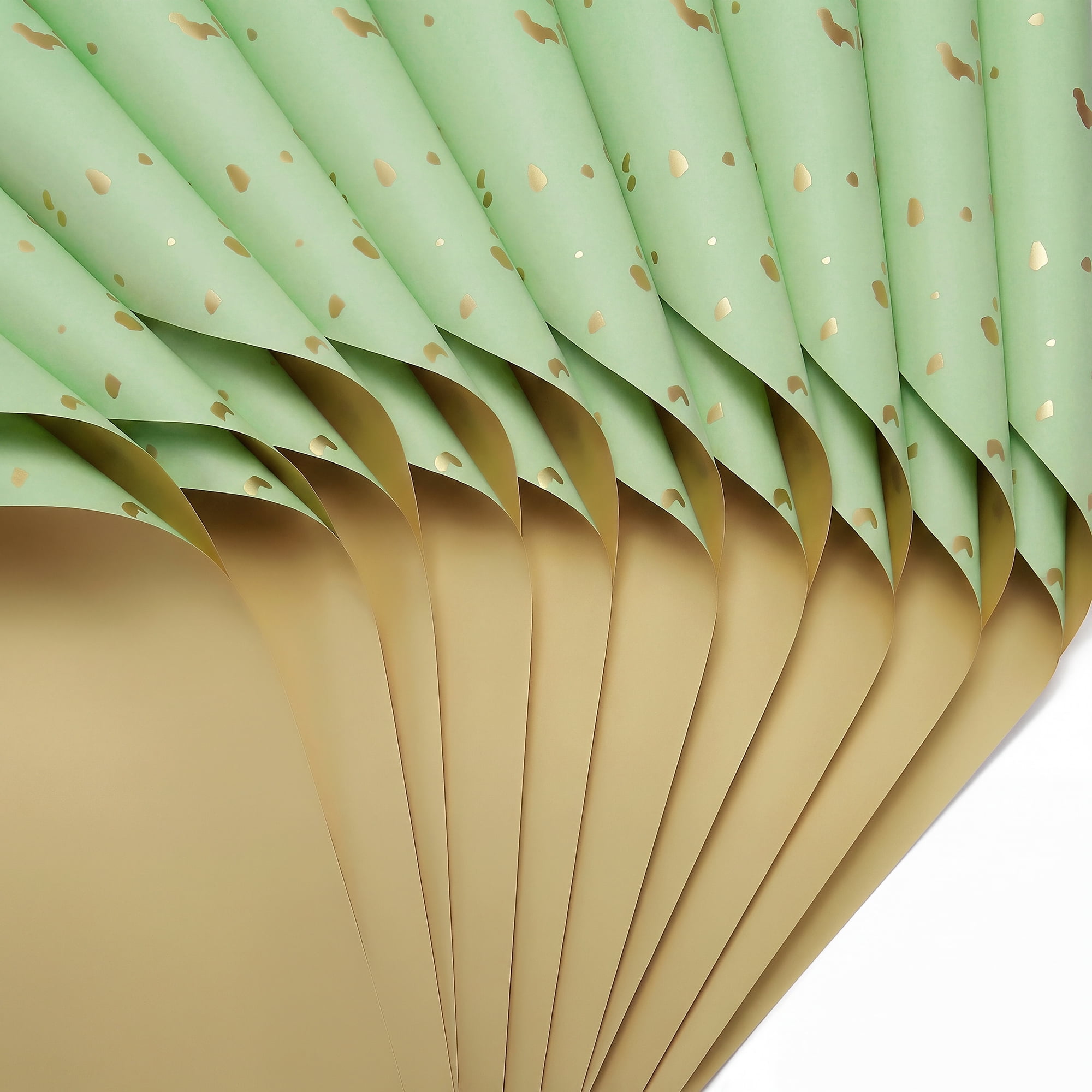 Unique Bargains Flecked Gift Wrap Paper for Floral Arrangements Green Gold 22.4"x 22.4"