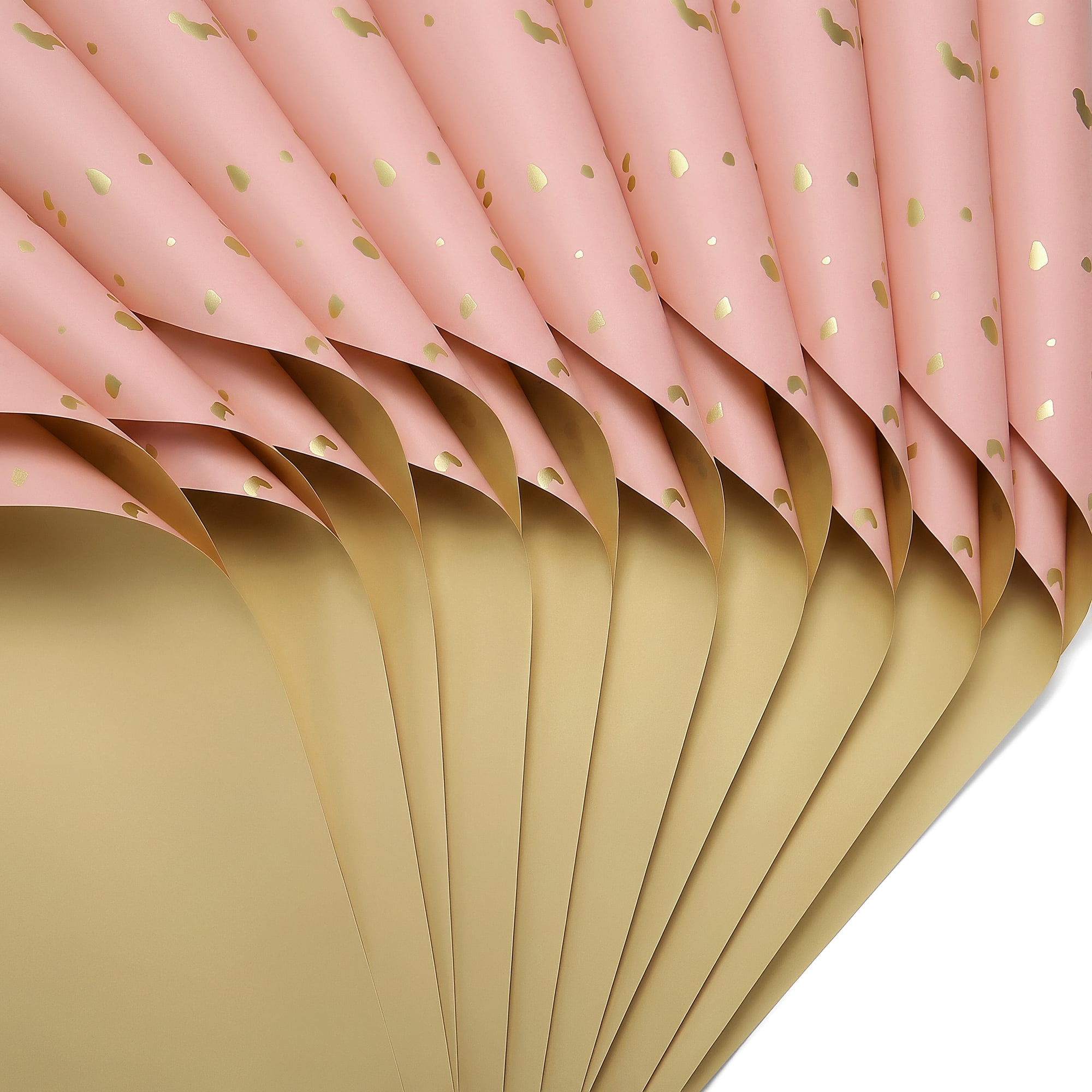 Unique Bargains Flecked Gift Wrap Paper for Floral Arrangements Pink Gold 22.4"x 22.4"