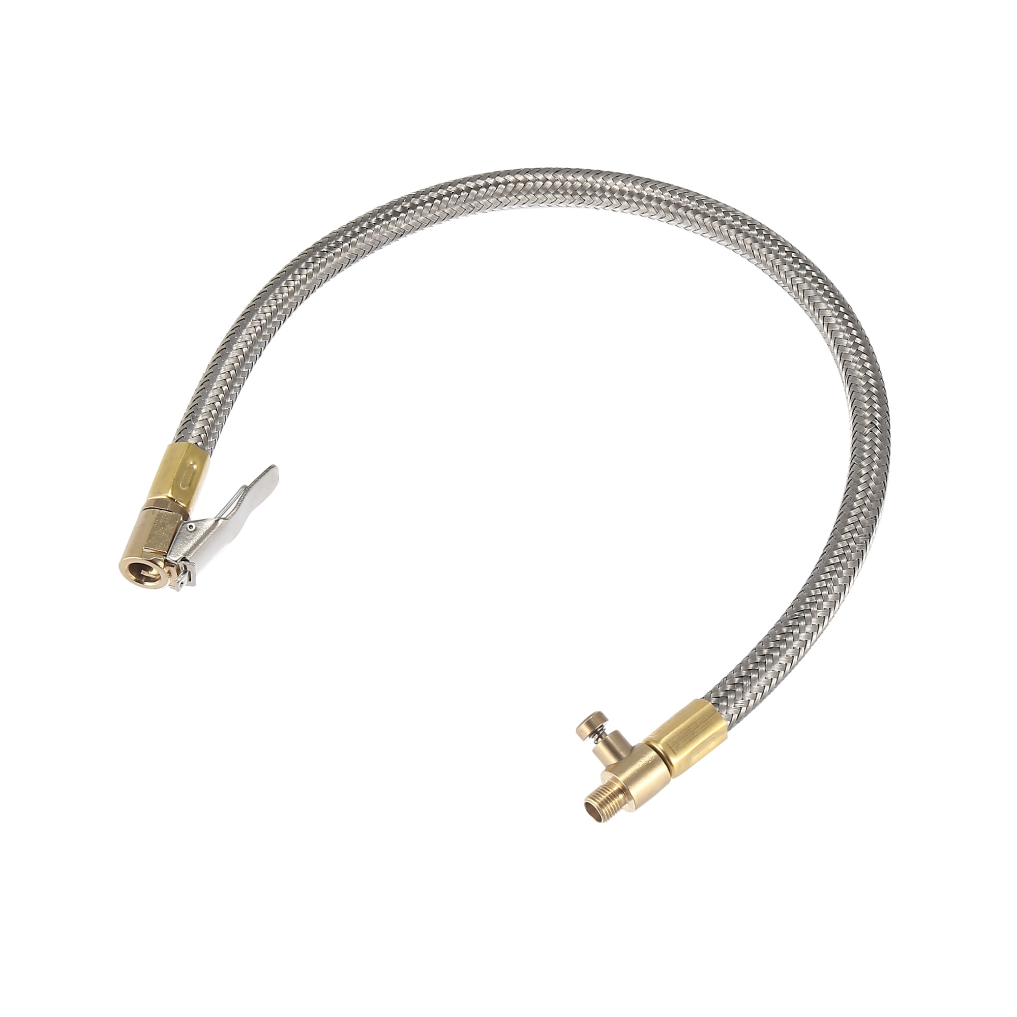 Unique Bargains Flexible Stainless Tire Valve Air Chuck Inflator Hose 15.75"