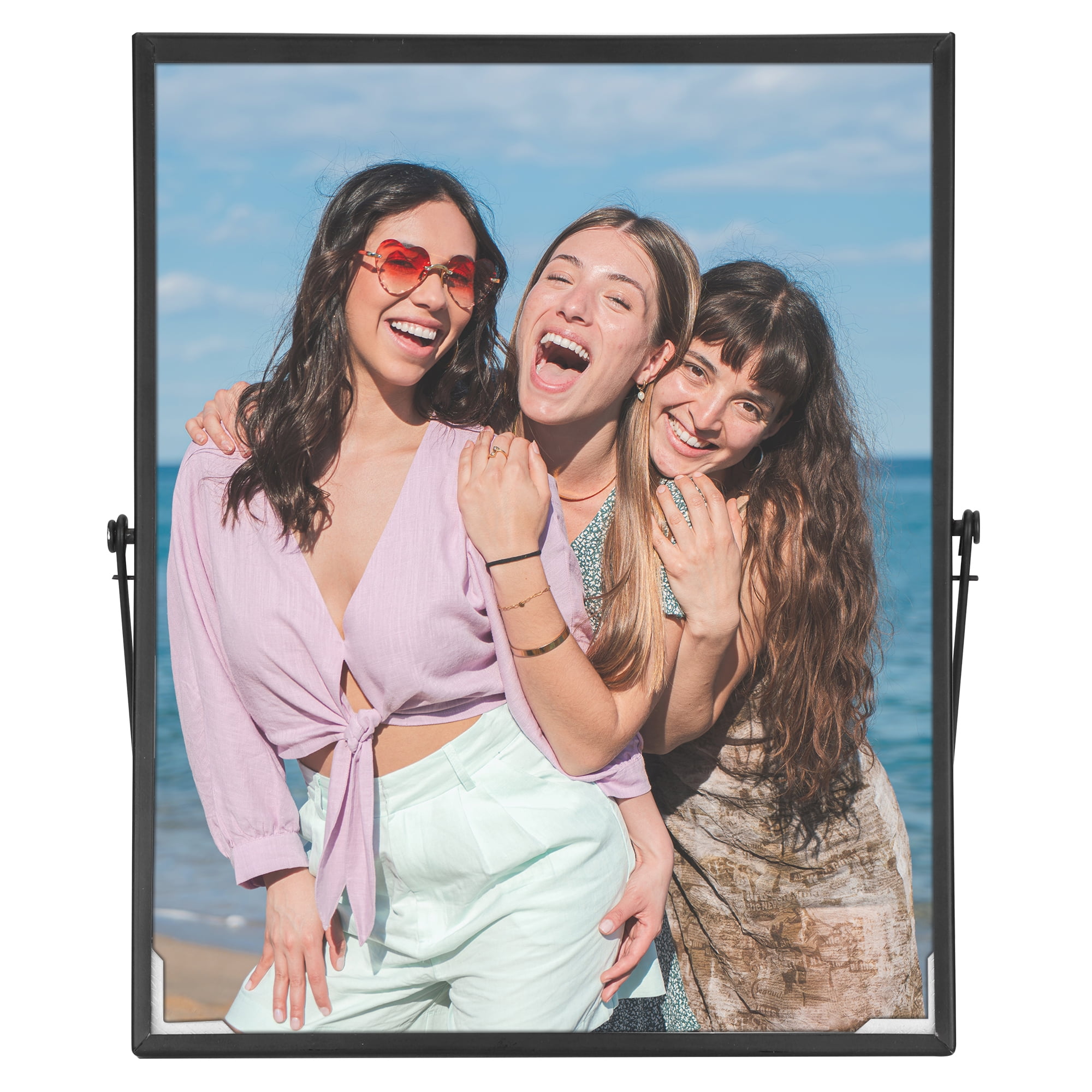 Unique Bargains Floating Frame Picture Frames with Glass Cover Black 8x10