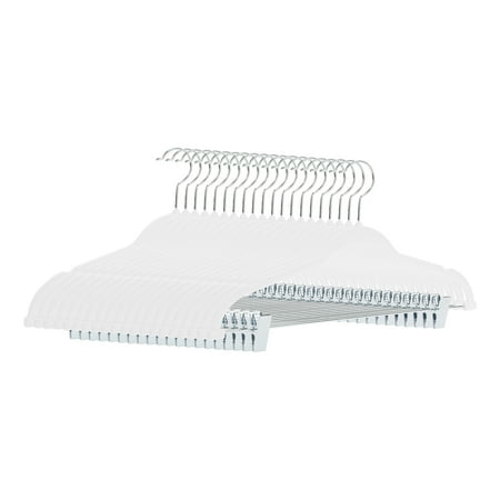 Unique Bargains Flocked Non-Slip Hangers with Pinch Clips 20 Packs White