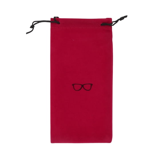 Unique Bargains Flocking Cloth Portable Drawstring Eyeglass Pouch 7.09"x3.54" Red