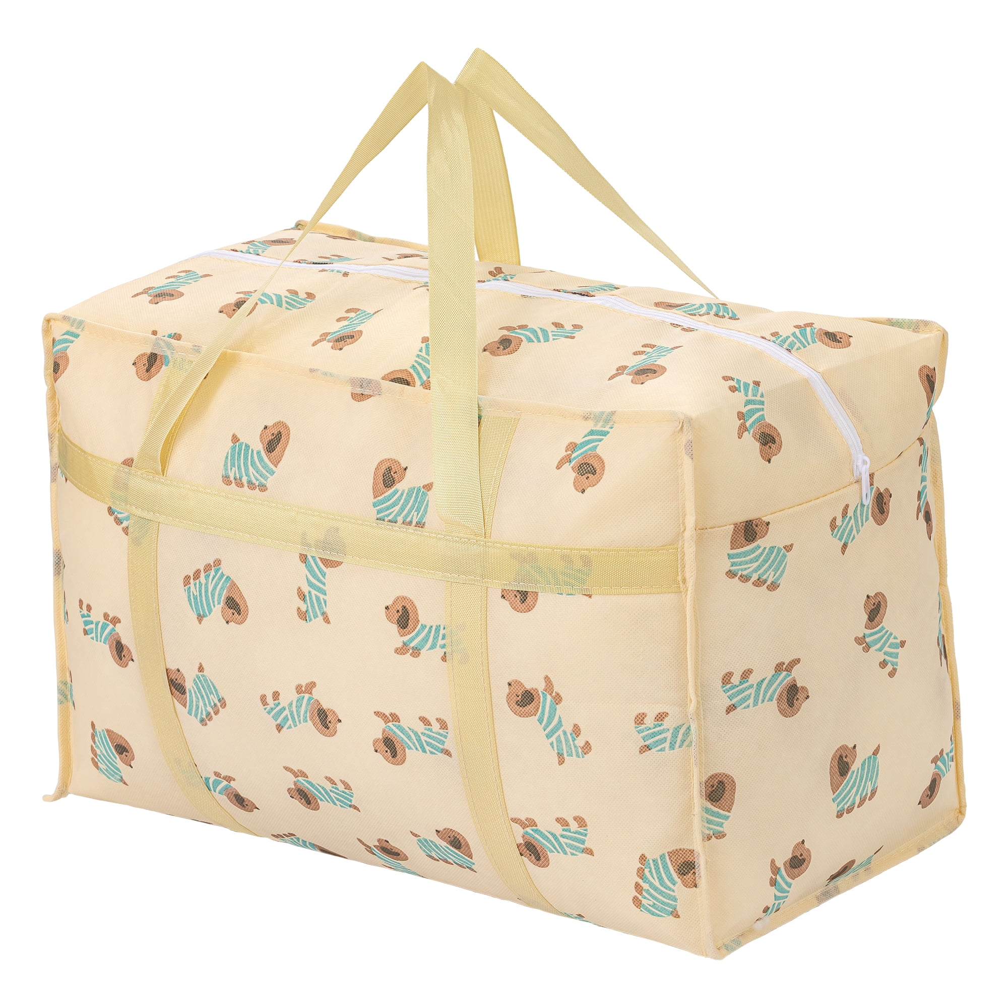 Unique Bargains Floral Clothes Storage Bags for Organizing Clothing Beige 19.7"x11.8"x9.8"