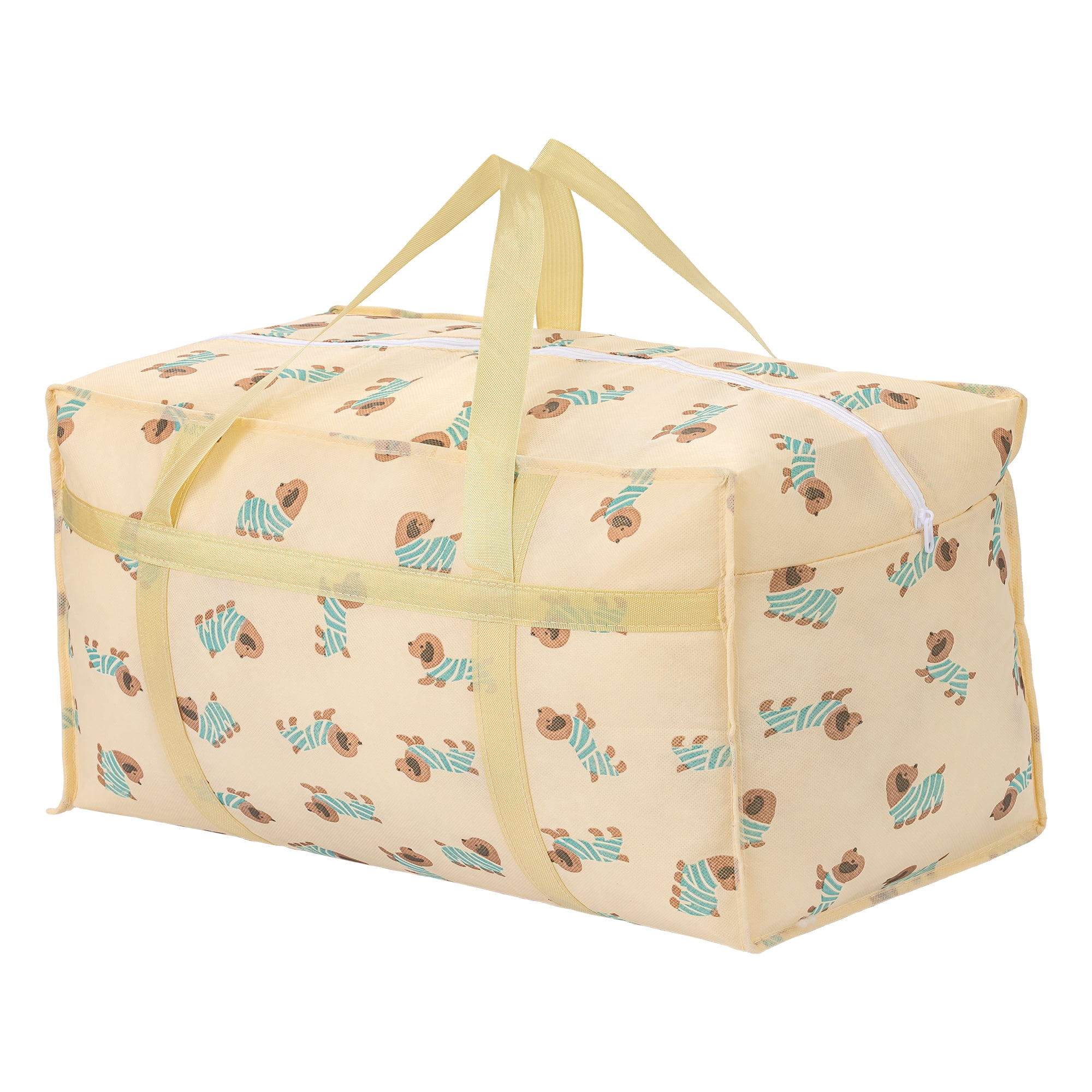 Unique Bargains Floral Clothes Storage Bags for Organizing Clothing Beige 23.6"x15.7"x9.8"