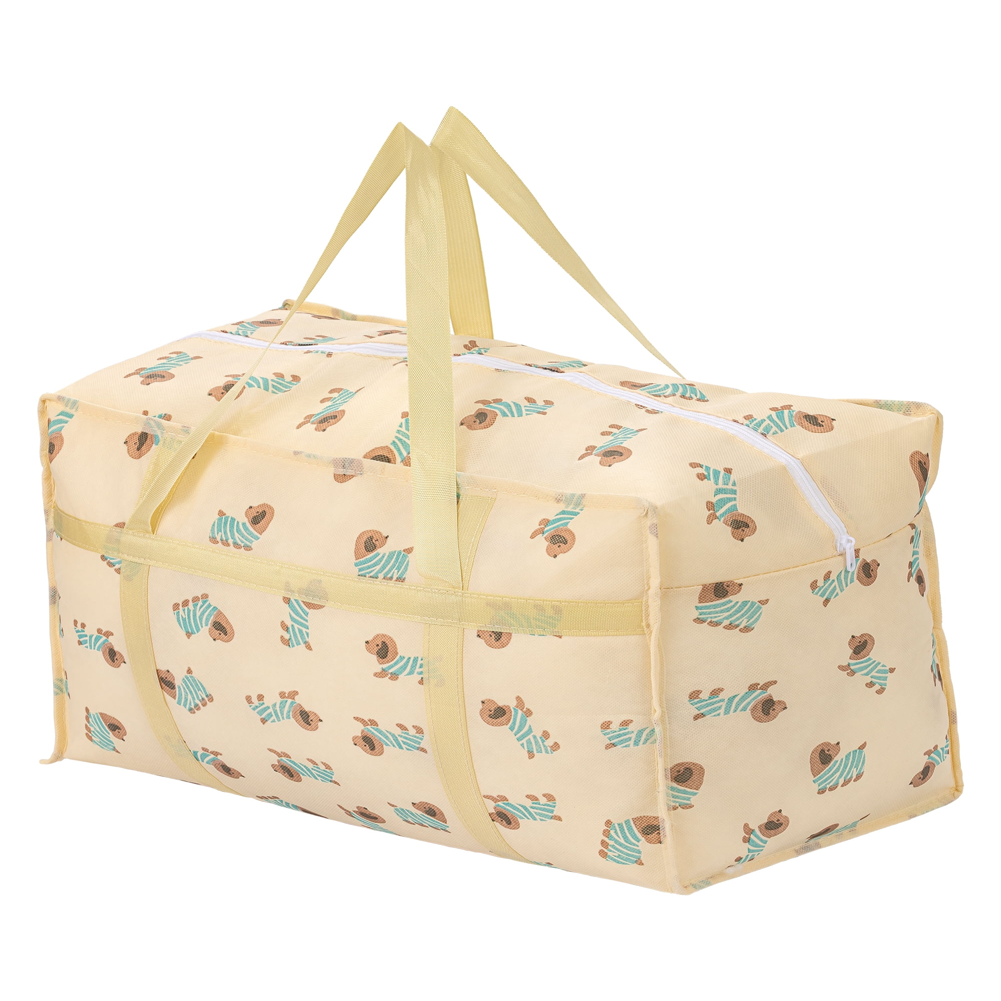 Unique Bargains Floral Clothes Storage Bags for Organizing Clothing Beige 27.6"x19.7"x9.8"