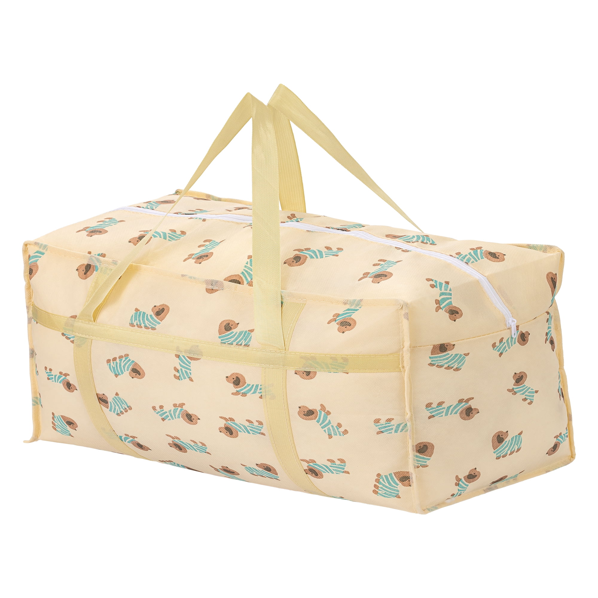 Unique Bargains Floral Clothes Storage Bags for Organizing Clothing Beige 31.5"x19.7"x9.8"