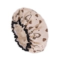 thumbnail image 1 of Unique Bargains Floral Double Layer Shower Cap 1 Pc Coffee Color Heart, 1 of 5