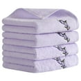 thumbnail image 1 of Unique Bargains Floral Embroidered Cotton Hand Towels Home Decor Purple 4-Pieces, 1 of 4