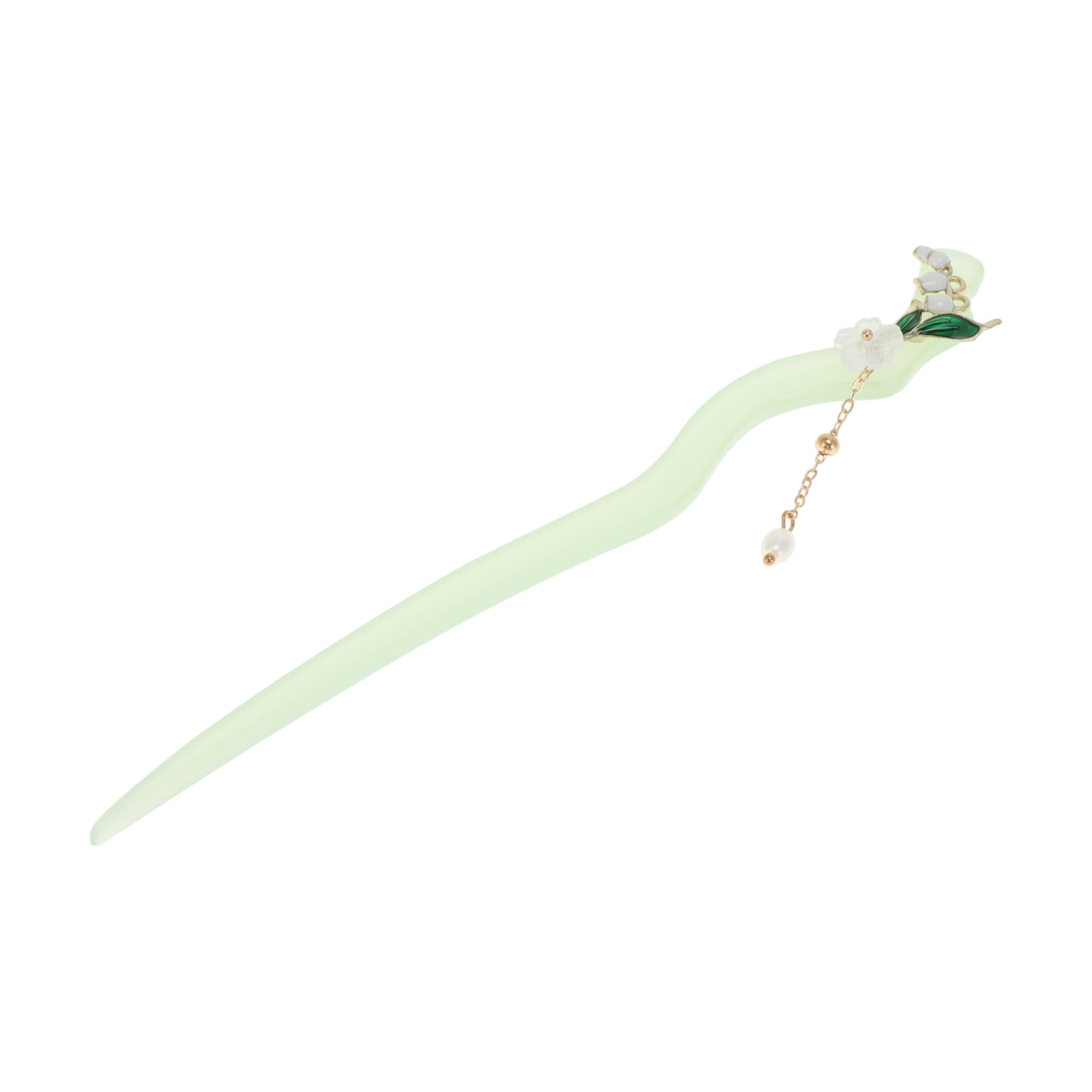 Unique Bargains Floral Hair Chopstick for Women Light Green 1 Pc