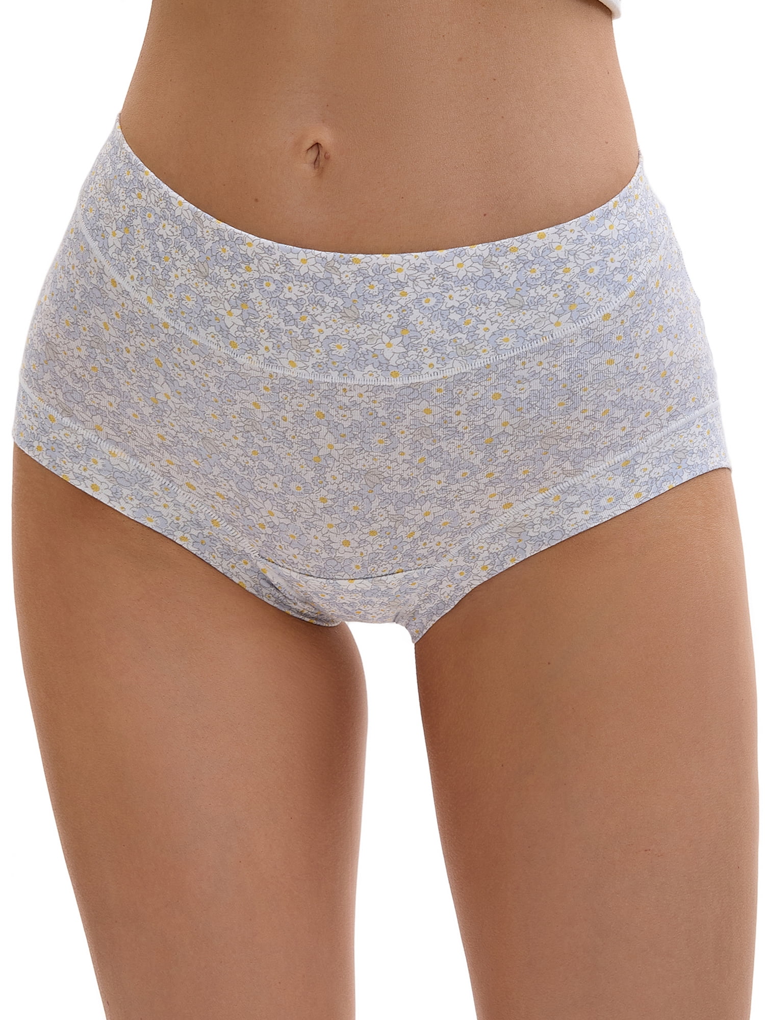Unique Bargains Floral High Waisted Full Coverage Briefs 2XL Light Blue