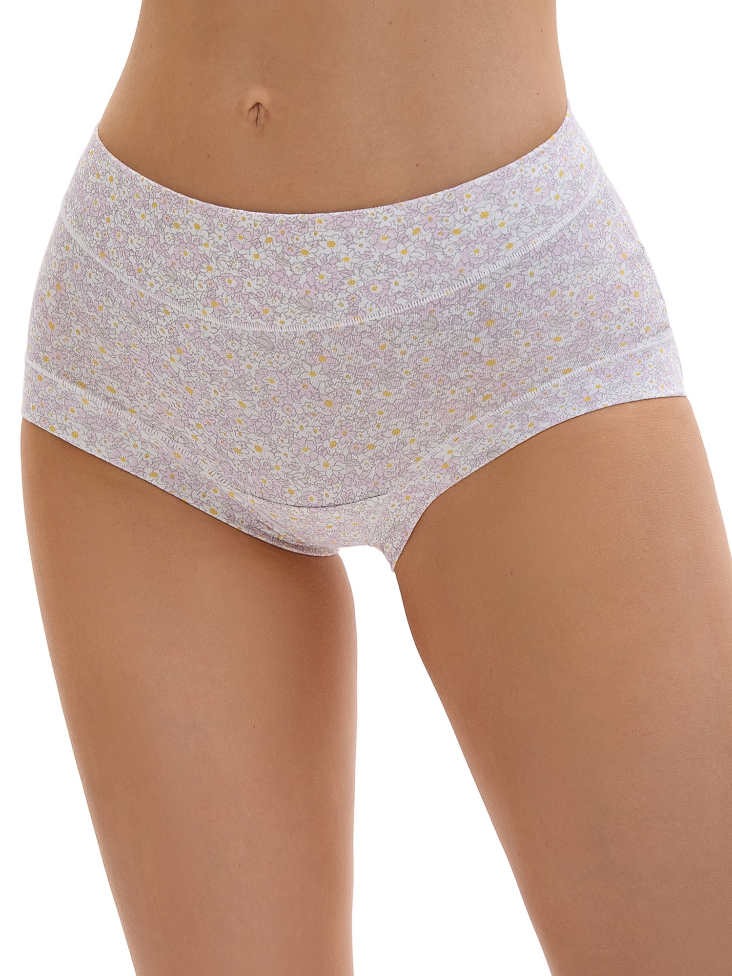 Unique Bargains Floral High Waisted Full Coverage Briefs 2XL Light Purple