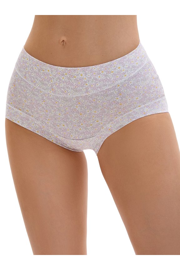 Floral High Waisted Full Coverage Briefs L Light Purple