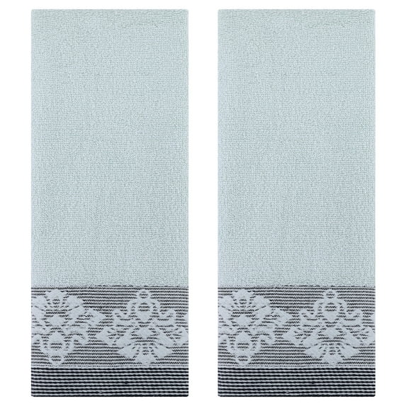 Unique Bargains Floral Jacquard Hand Towels Set of 2 Brown 13" x 29"