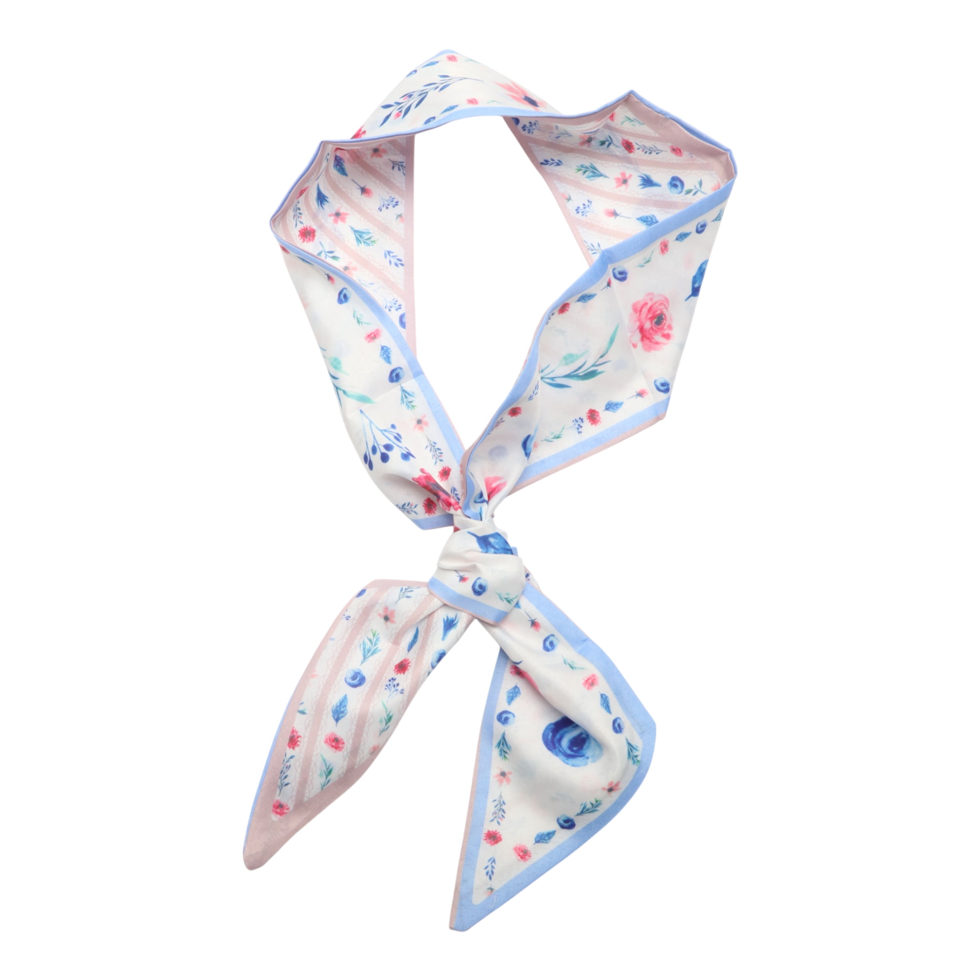 Unique Bargains Floral Long Ribbon Headband for Women Blue 1 Pc